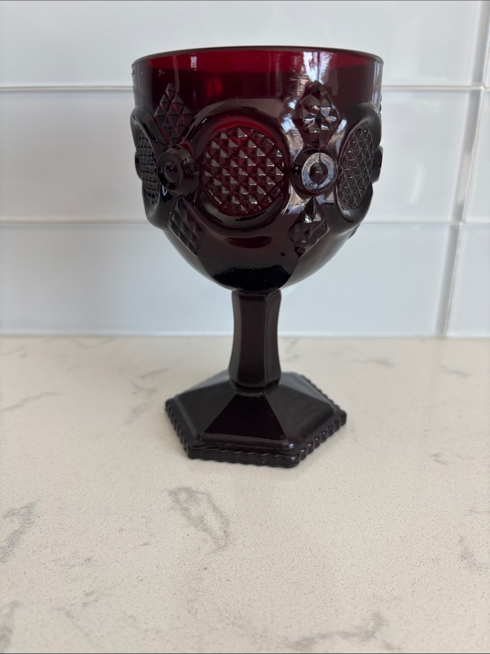 Vintage Avon 1976 Ruby Red Decorative Goblet